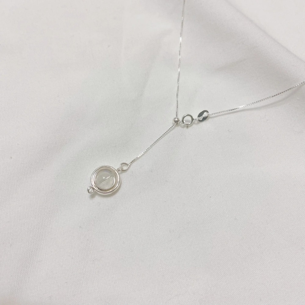 《冰心》水晶項鏈 藍月光石 海藍寶 薰衣草紫水晶 黑髮晶 葡萄石 粉晶 太陽石 金髮晶925銀